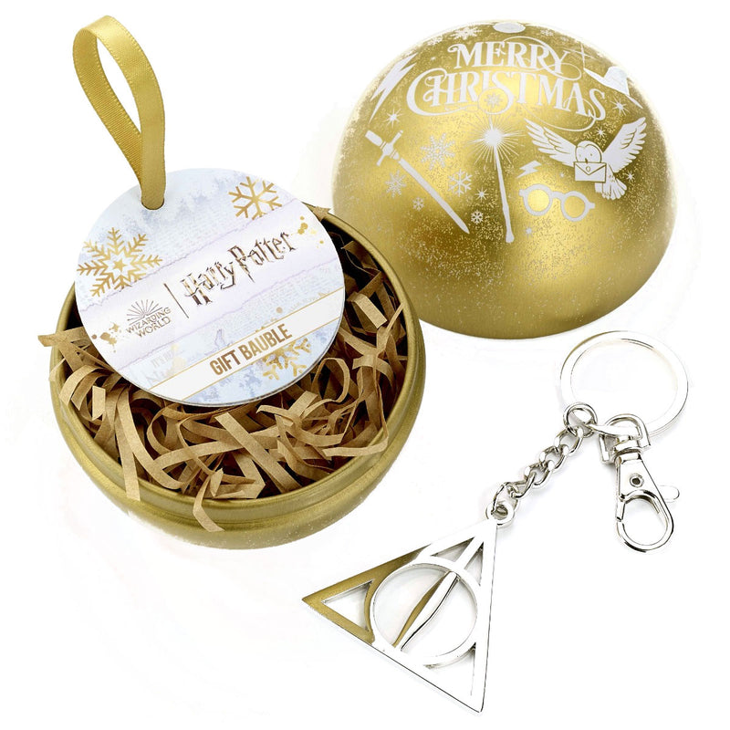 Harry Potter Gold Bauble with Deathly Hallows Keyring