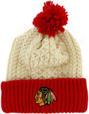Chicago Blackhawks Logo Cuffed Knit Beanie with Pom