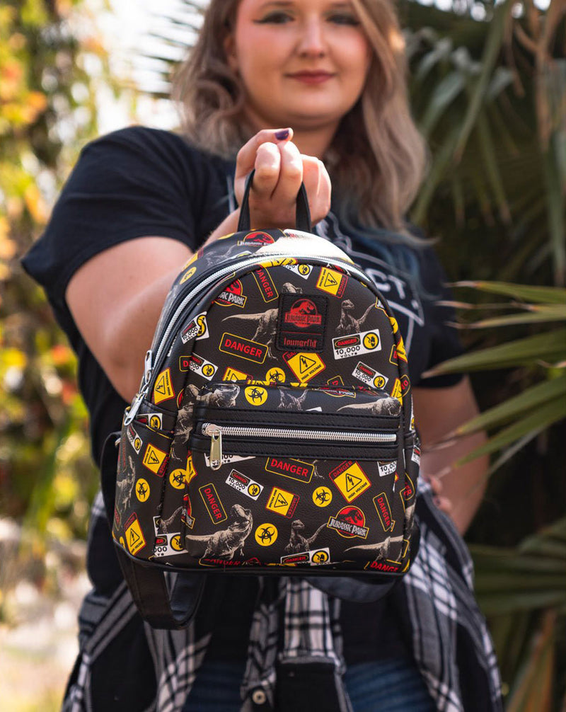 Jurassic Park Warning Signs Mini Backpack - Entertainment Earth Exclusive