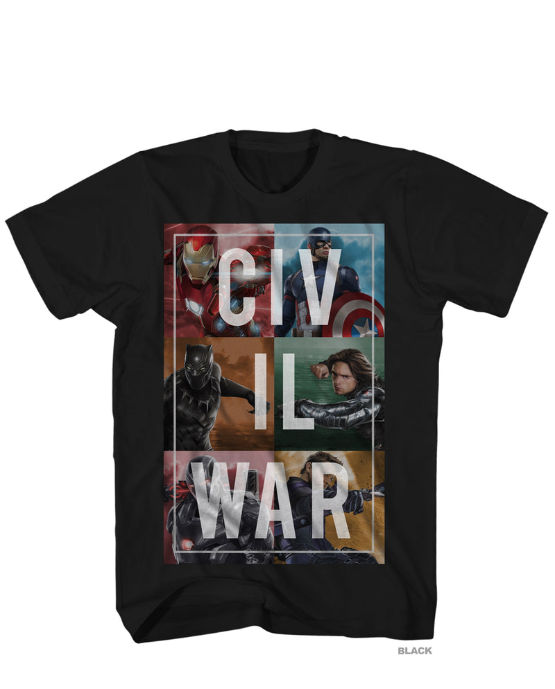 Captain America Civil War Split Up Men's Black Shirt