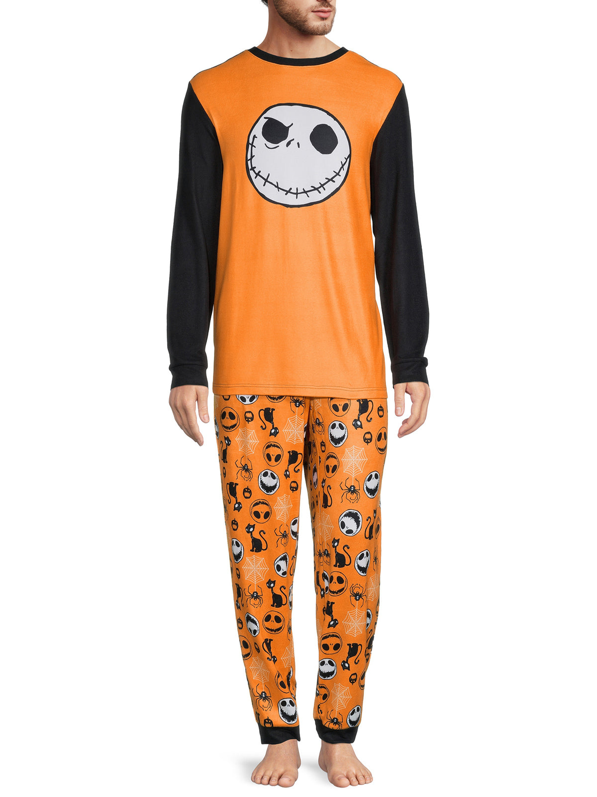 Nightmare Before Christmas Jack Skellington Men's Pajama Set, Orange