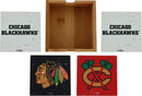 Chicago Blackhawks Vintage Square Coaster Set with Caddy