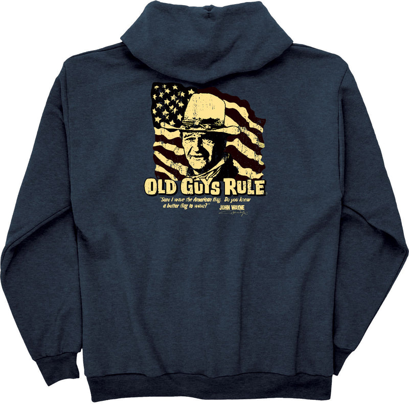 Old Guys Rule John Wayne Wave The Flag Hoodie