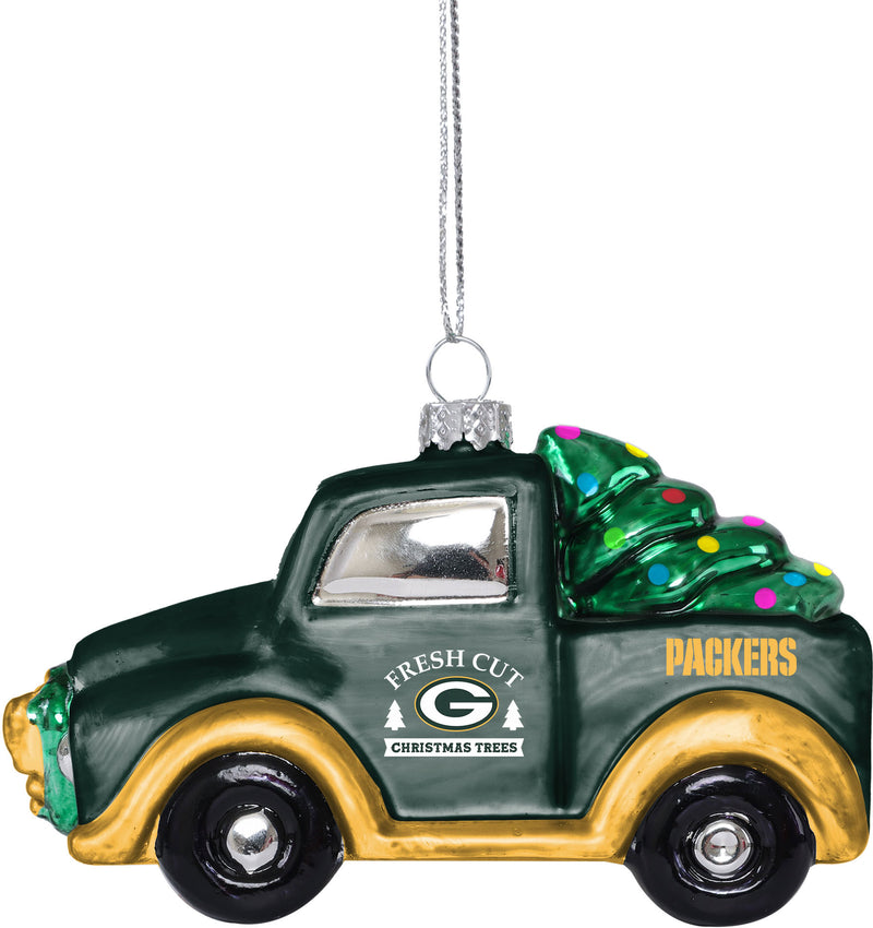 Green Bay Packers Blown Glass Truck Ornament