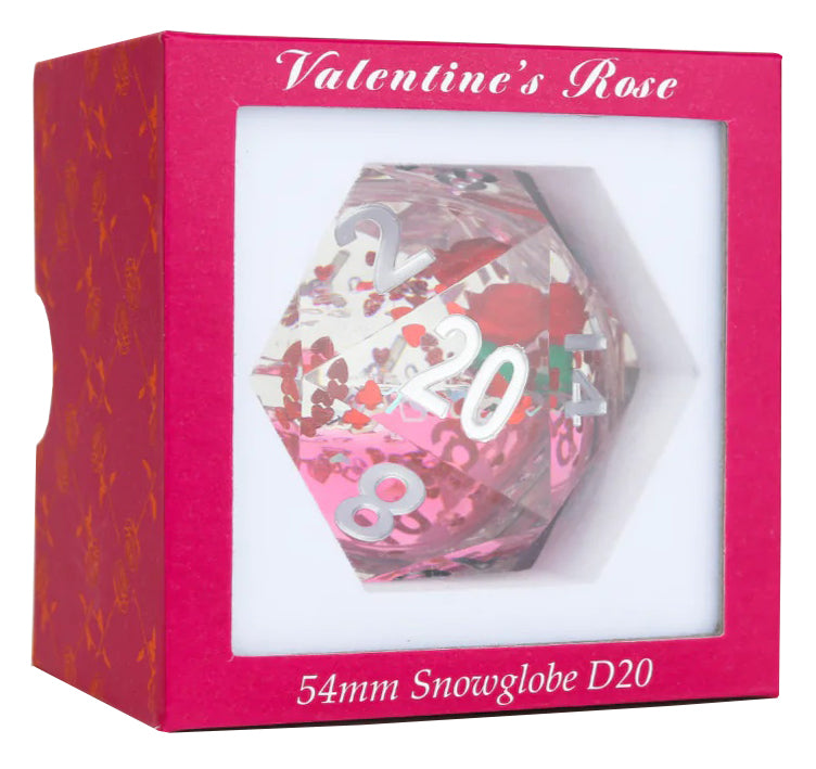 Valentines' Rose Snowglobe D20 Dice