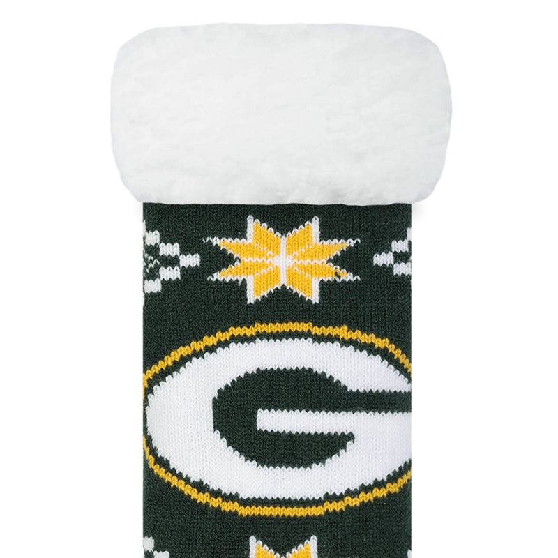 Green Bay Packers Ugly Christmas Footy Slippers, Women's 6-10