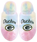 Green Bay Packers Rainbow Script Wordmark Women's Slide Slippers