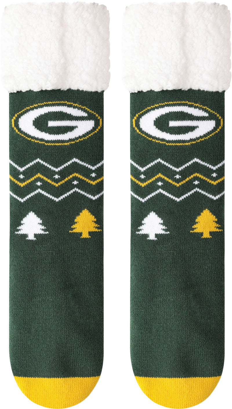 Green Bay Packers Christmas Tree Footy Slippers, Women's 6-10 / Men's 5-9