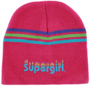 Supergirl Juniors Pink Stripe Knit Beanie Hat
