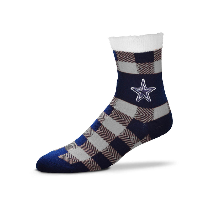 Dallas Cowboys Buffalo Plaid Slipper Socks, One Size