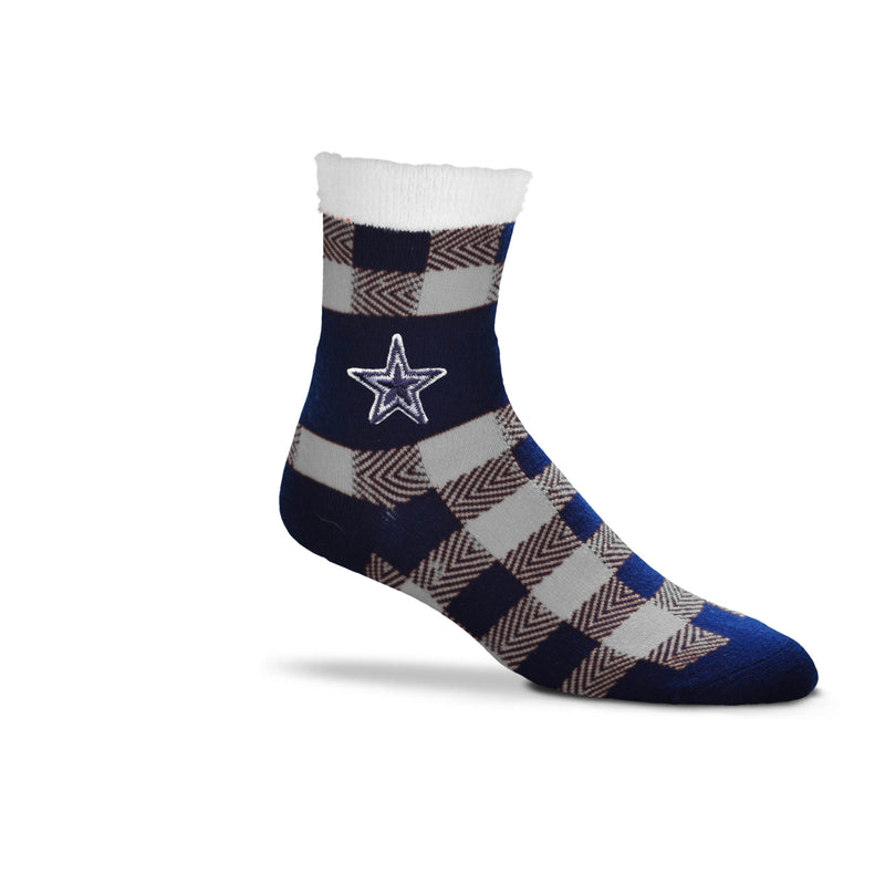 Dallas Cowboys Buffalo Plaid Slipper Socks, One Size