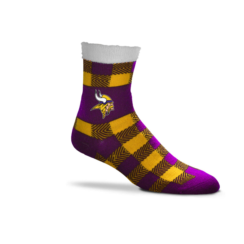 Minnesota Vikings Buffalo Plaid Slipper Socks, One Size