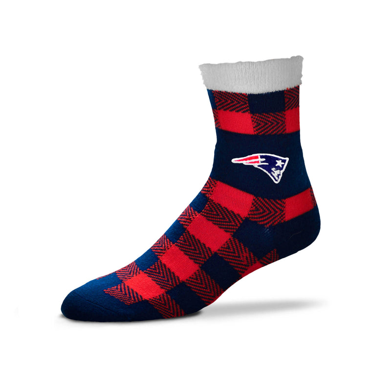 New England Patriots Buffalo Plaid Slipper Socks, One Size