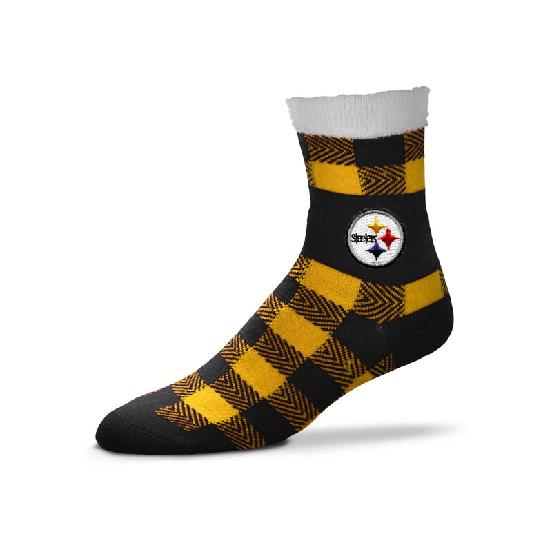 Pittsburgh Steelers Buffalo Plaid Slipper Socks, One Size