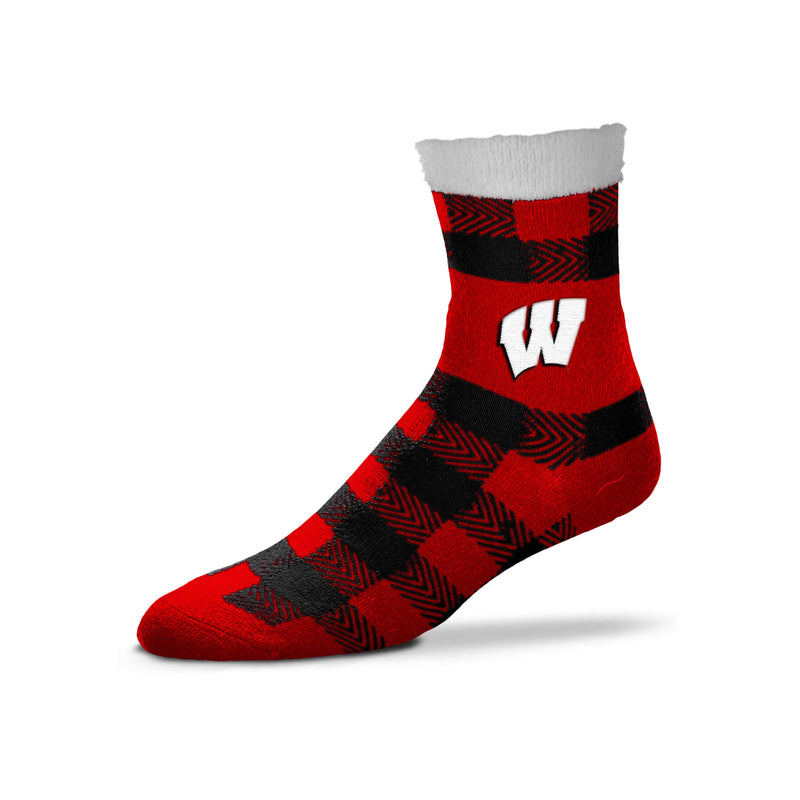 Wisconsin Badgers Buffalo Plaid Slipper Socks, One Size