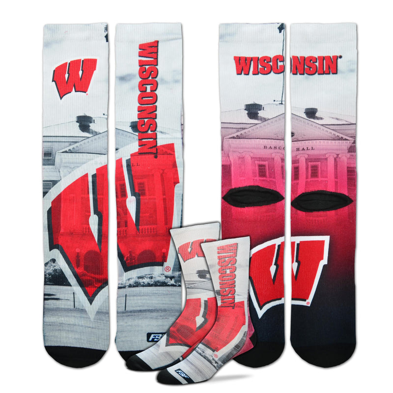 University of Wisconsin Badgers Hometown Sublimated Socks, Large (10-13)