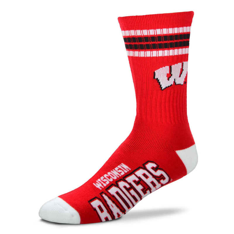 Wisconsin Badgers 4 Stripe Deuce Red Socks