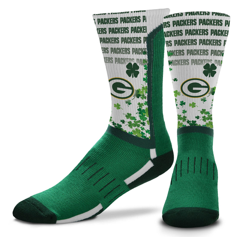 Green Bay Packers 4 Leaf Clover Luck V-Curve Socks