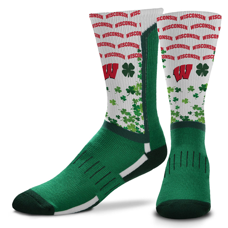 Wisconsin Badgers 4 Leaf Clover Luck V-Curve Socks