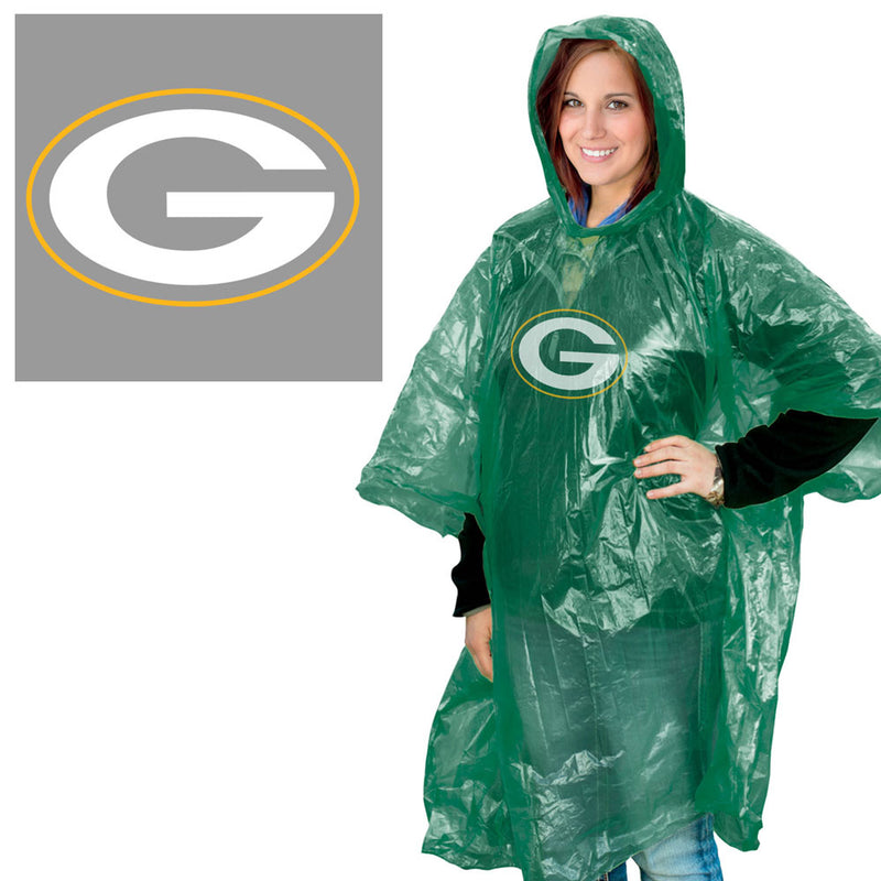 Green Bay Packers Green Rain Poncho