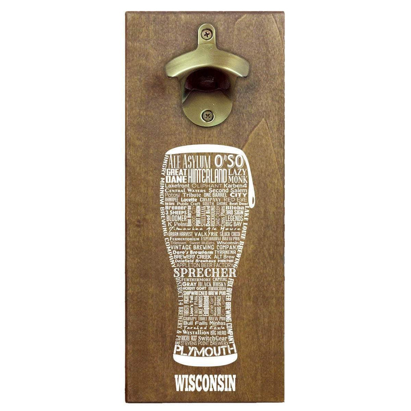 Wisconsin Craft Beer Typography Cap Catching Magnetic Bottle Opener