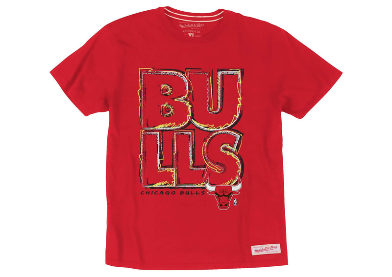 Chicago Bulls Men's Mitchell & Ness Scribble Red T-Shirt