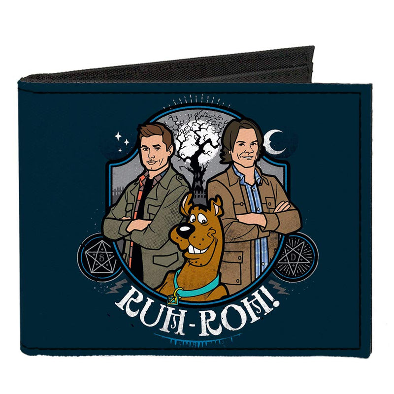 Scooby Doo Supernatural Sam Dean Group Pose Ruh-Roh Badge Blues Canvas Wallet