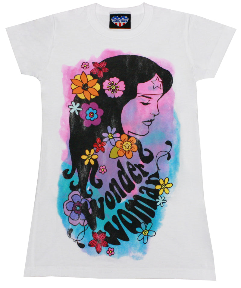 Wonder Woman Watercolor Floral Juniors T-Shirt