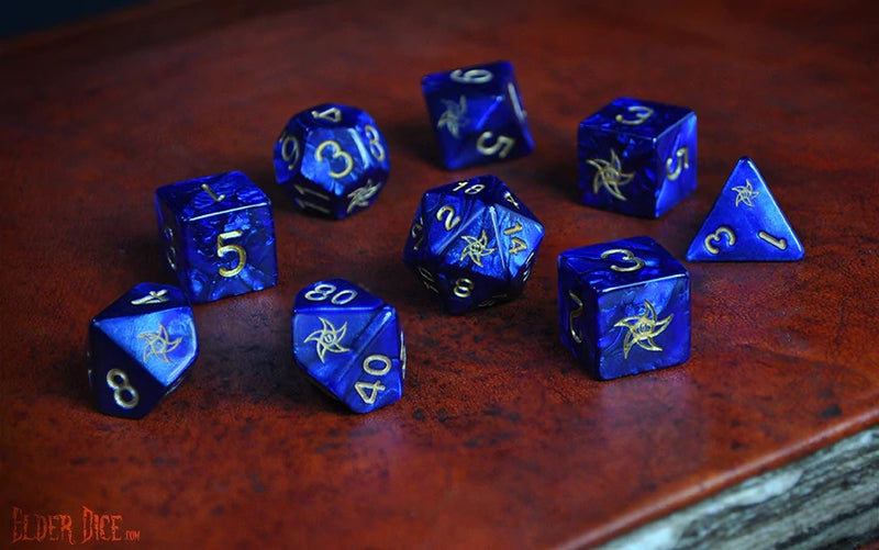 Astral Elder Sign Dice - Blue Polyhedral Set