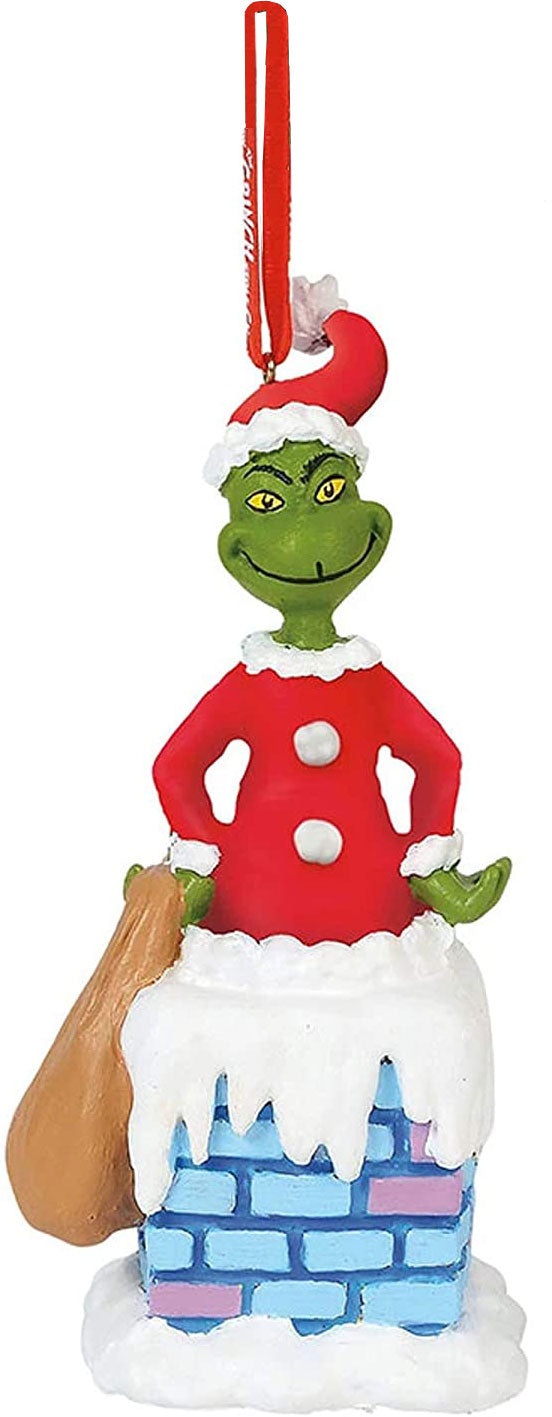 Dr. Seuss The Grinch Into the Chimney Talking Ornament