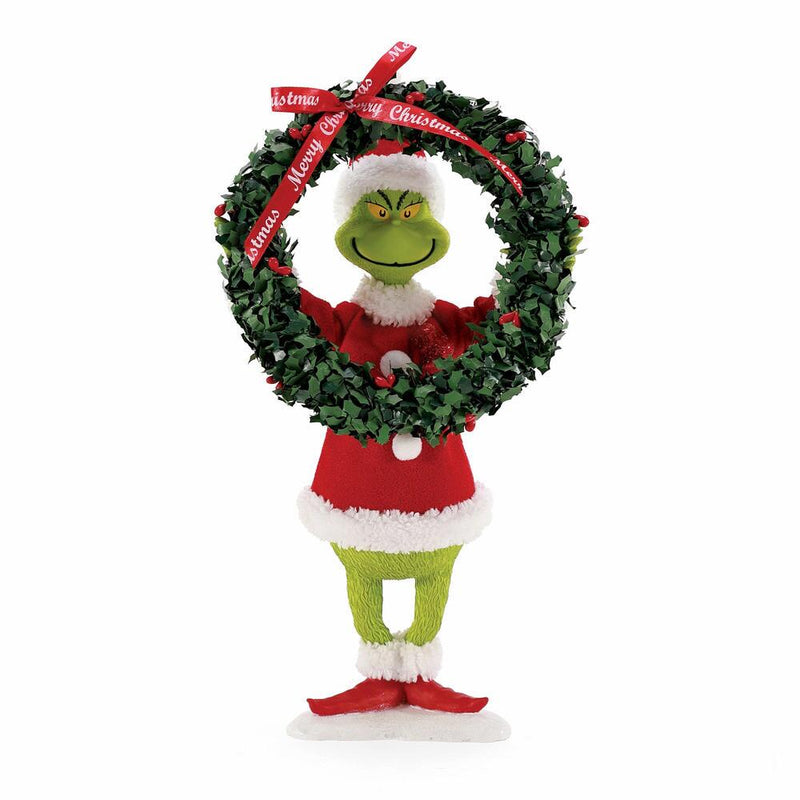 Possible Dreams Dr. Seuss The Grinch Decorates with Wreath 13" Figurine