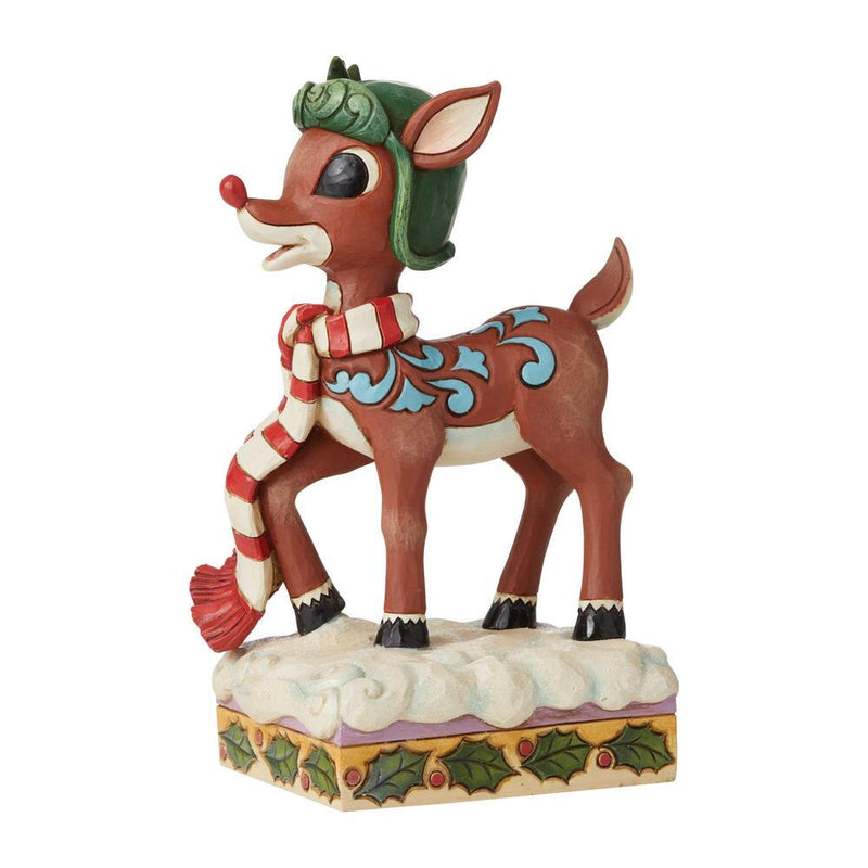 Rudolph the Red-Nosed Reindeer in Aviator Hat and Scarf Figure