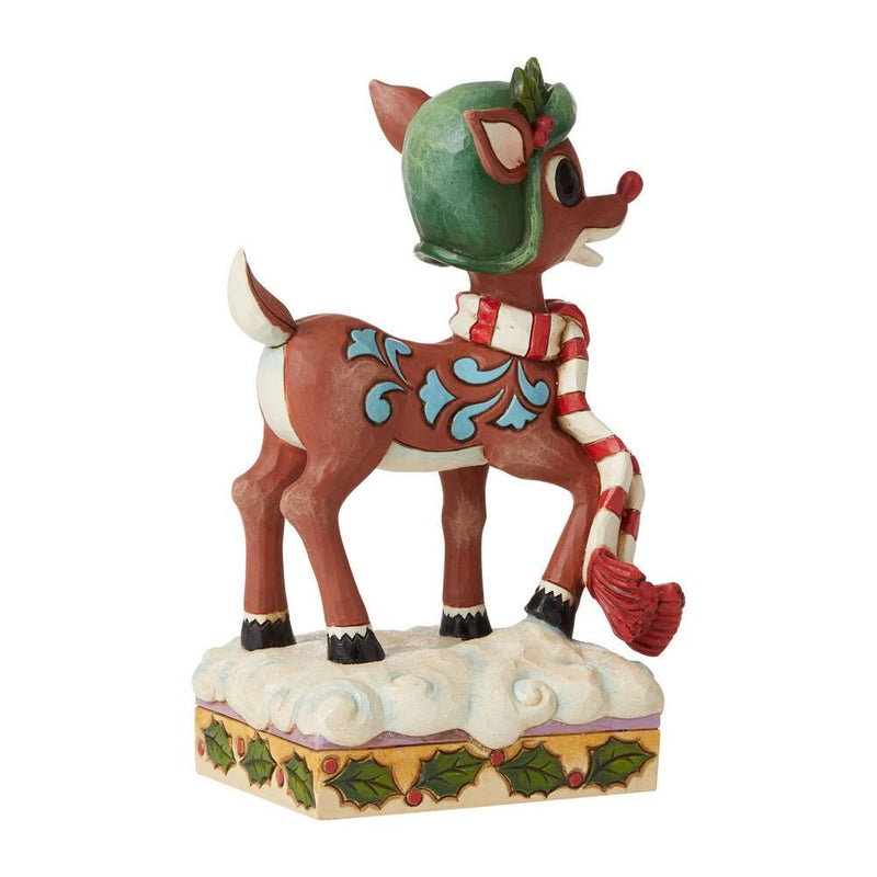 Rudolph the Red-Nosed Reindeer in Aviator Hat and Scarf Figure