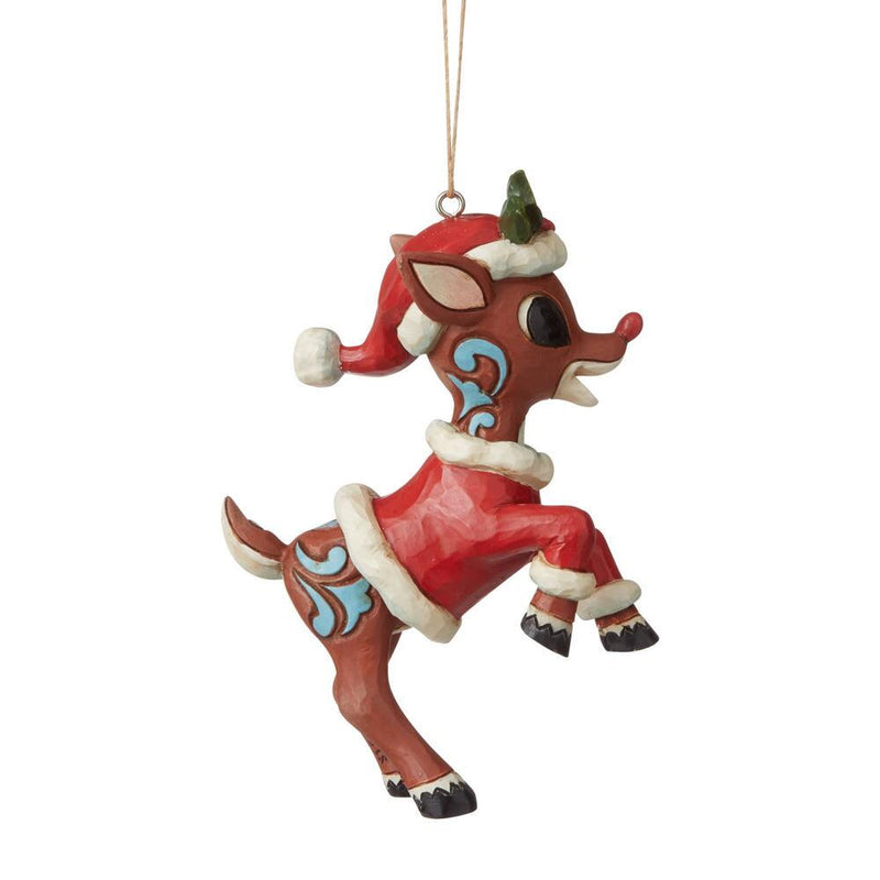 Rudolph the Red-Nosed Reindeer in Santa Suit Ornament
