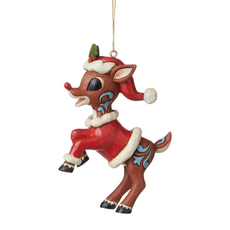Rudolph the Red-Nosed Reindeer in Santa Suit Ornament