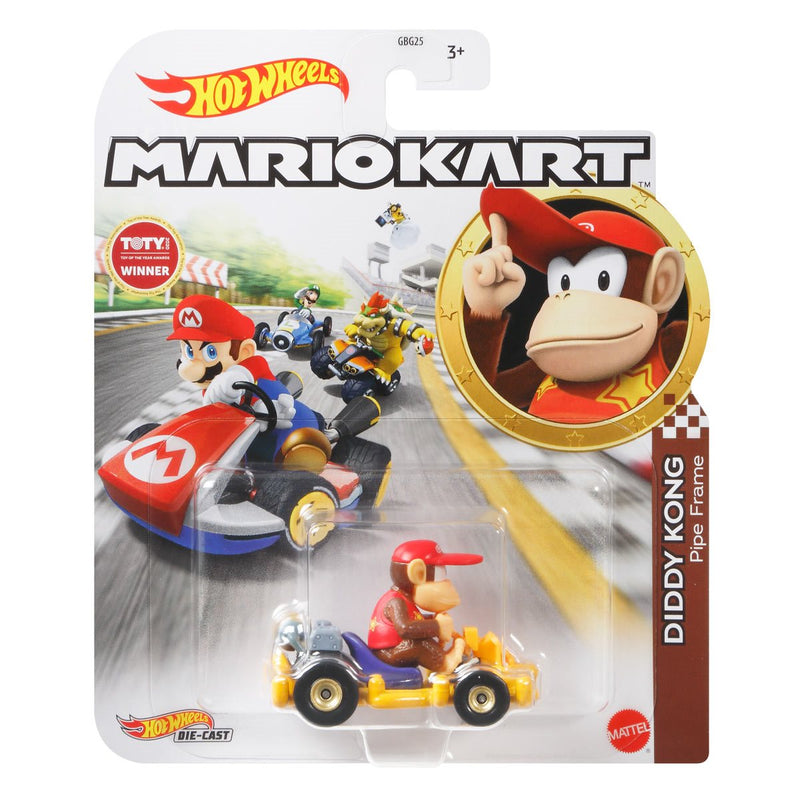 Hot Wheels Mario Kart Diddy Kong with Pipe Frame Racer