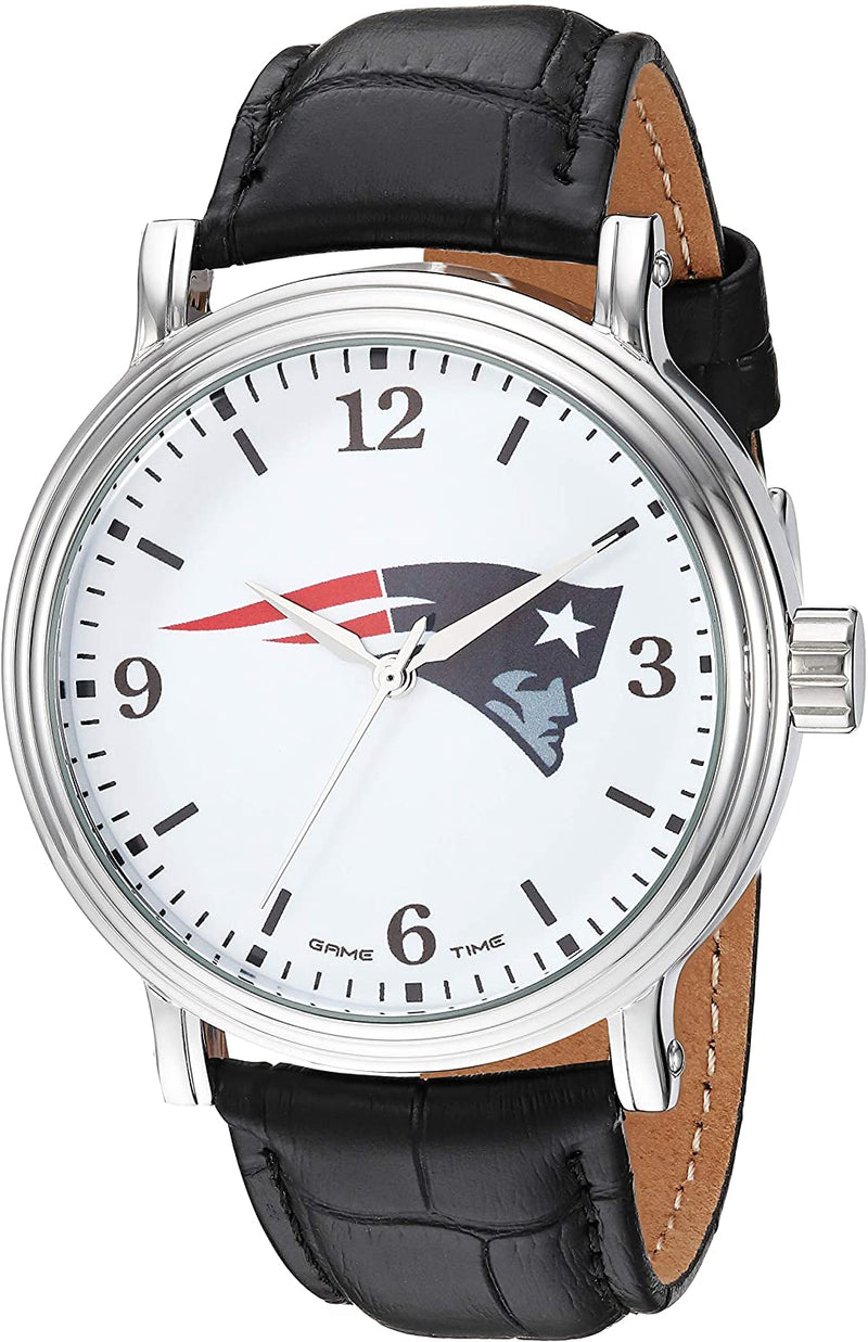 New England Patriots Men's Shiny Silver Vintage Alloy Watch