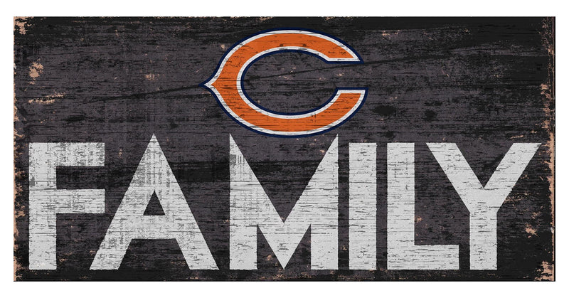 Chicago Bears Family 12" x 6" Distressed Vintage Wood Sign