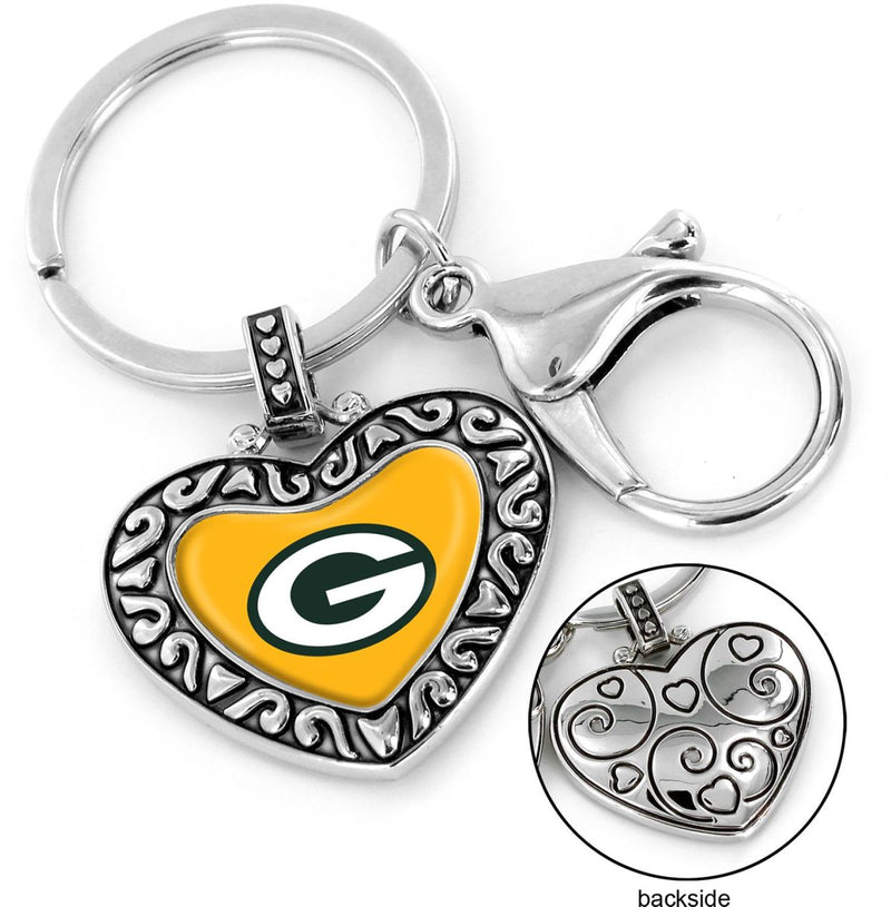 Green Bay Packers Charmed Heart Key Ring