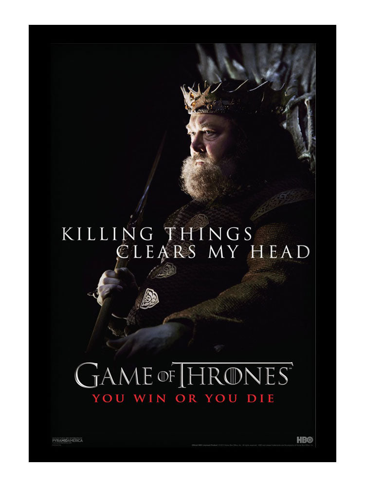 Game of Thrones Killing Things Clears My Head Framed Print