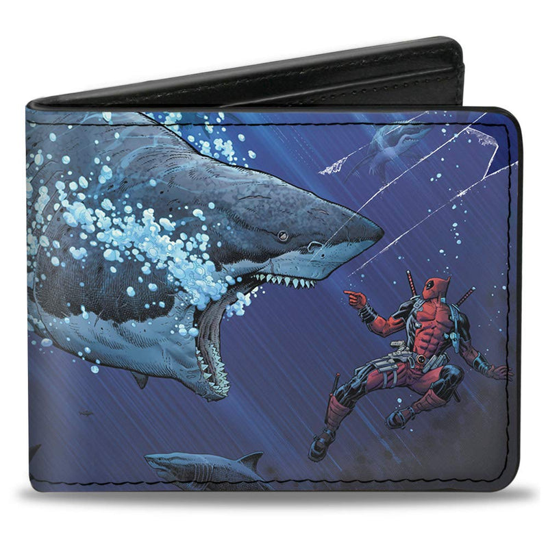 Deadpool Underwater Shark Scenes Bi-Fold Wallet