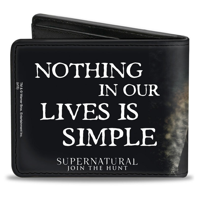 Supernatural Dean, Sam, Castiel Nothing in Our Lives is Simple Bi-Fold Wallet
