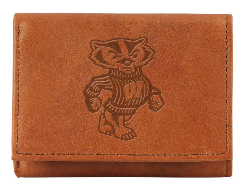 Wisconsin Badgers Embossed Leather Tri-Fold Wallet