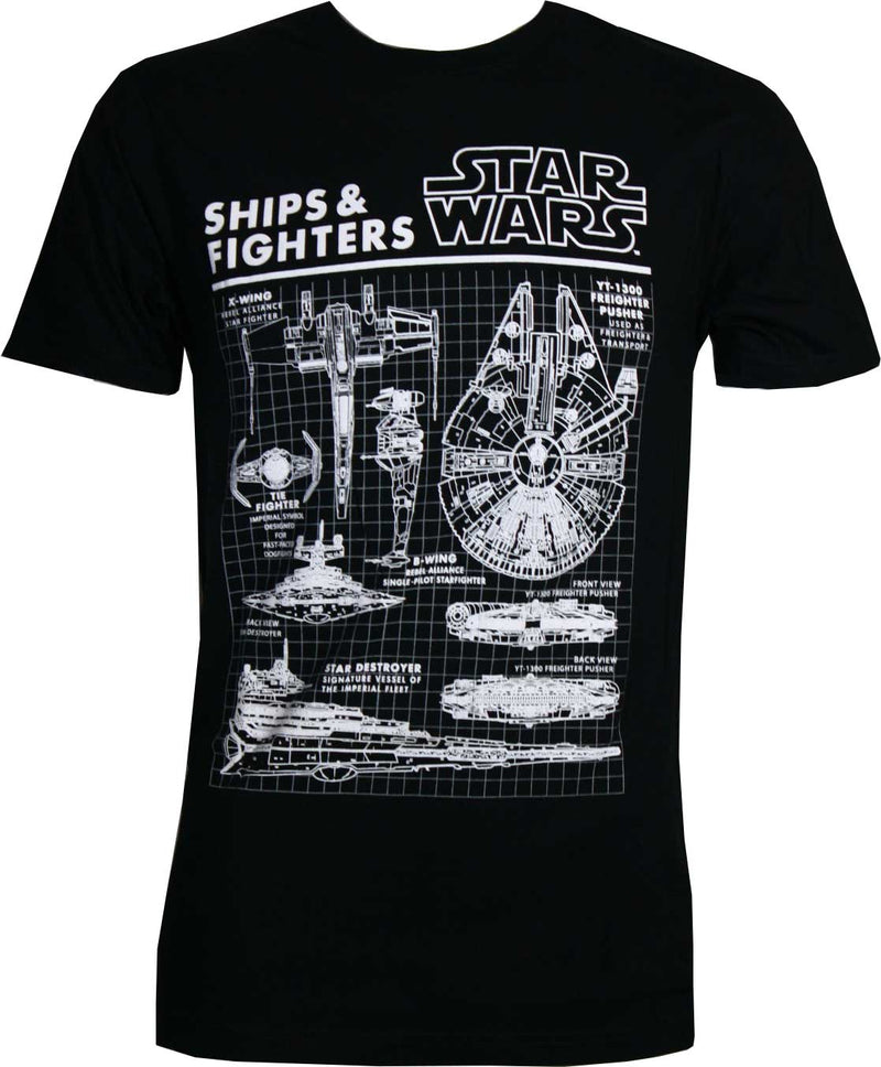Star Wars Ships & Fighters Men's Black Shirt