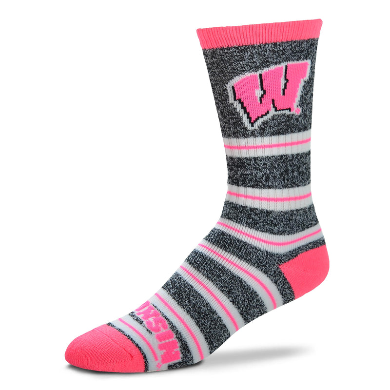Wisconsin Badgers Melange Stripe Socks, Medium (6-11)