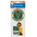 Milwaukee Bucks World Champions Perfect Cut Decal Set of Two 4" x 4"