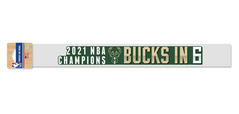 Milwaukee Bucks Decal In 6 World Champions Perfect Cut Decals, 2" x 17"