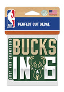 Milwaukee Bucks Decal In 6 World Champions Perfect Cut Decals, 4" x 4"