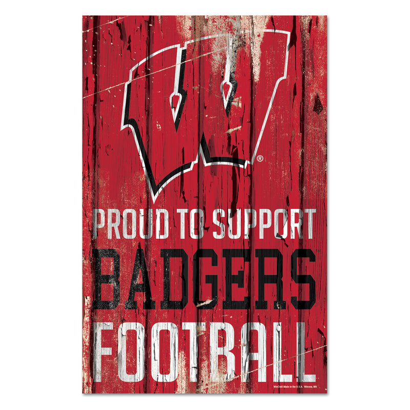 Wisconsin Badgers 11x17 Wooden Plank Sign
