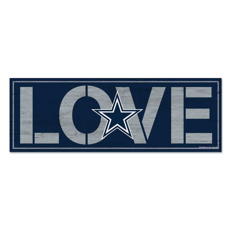 Dallas Cowboys Love 8" x 23" Wood Sign